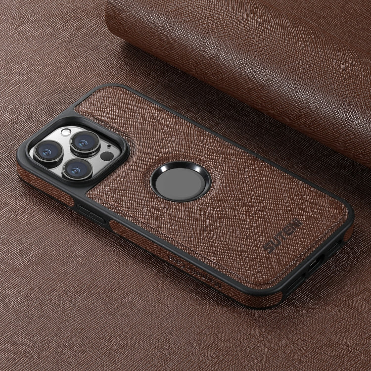 For iPhone 16 Pro Max Suteni G1 Cross Texture MagSafe Phone Case(Brown) - iPhone 16 Pro Max Cases by Suteni | Online Shopping South Africa | PMC Jewellery | Buy Now Pay Later Mobicred