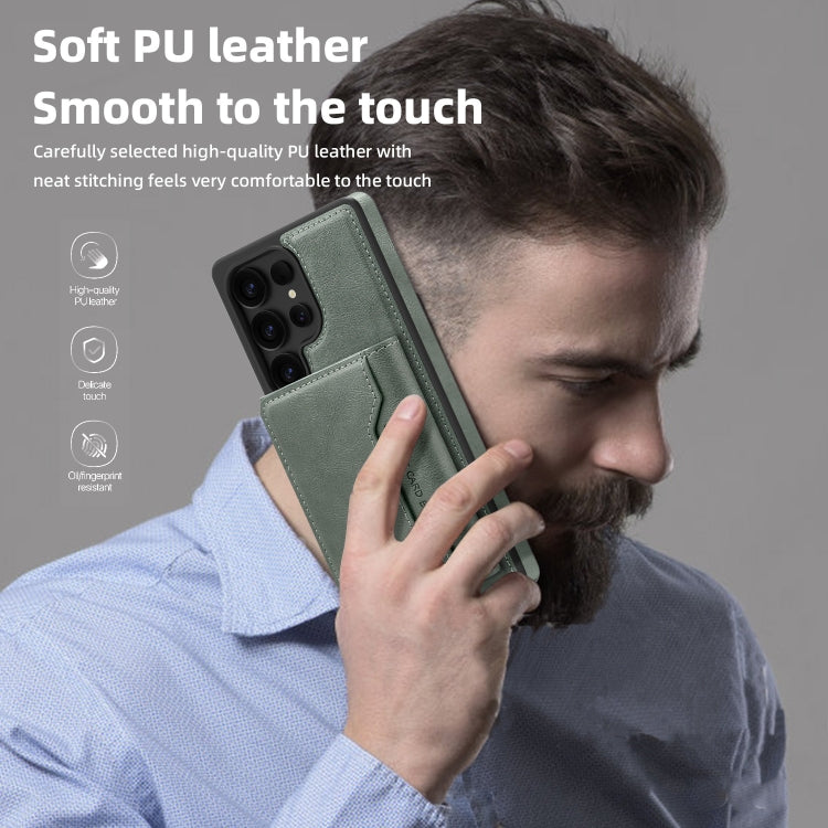 For Samsung Galaxy S25 5G Shield Multi-functional MagSafe Card Bag Phone Case(Green) - Galaxy S25 5G Cases by PMC Jewellery | Online Shopping South Africa | PMC Jewellery | Buy Now Pay Later Mobicred