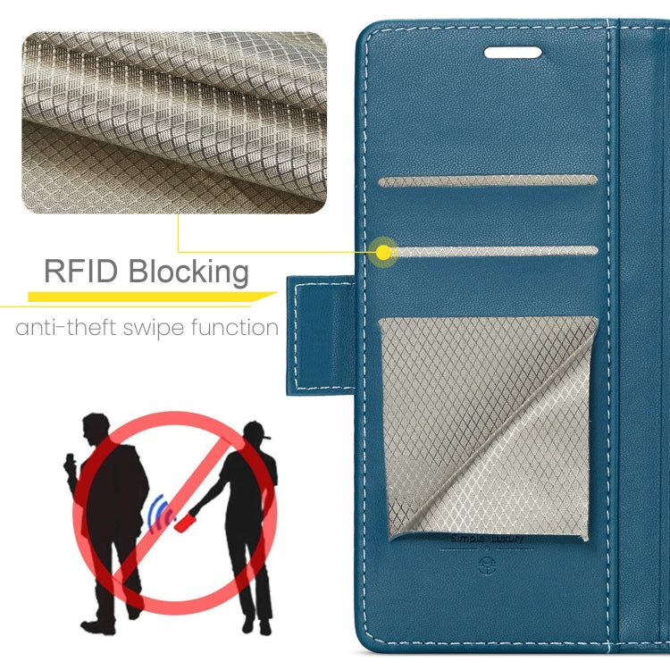 For OPPO Reno12 F /12 FS 5G CaseMe 023 Butterfly Buckle Litchi Texture RFID Anti-theft Leather Phone Case(Blue) - Reno12 F Cases by CaseMe | Online Shopping South Africa | PMC Jewellery | Buy Now Pay Later Mobicred