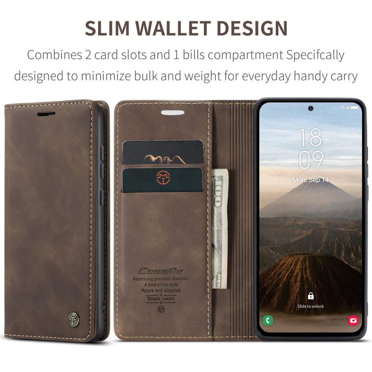 For Samsung Galaxy S25 5G CaseMe 013 Multifunctional Horizontal Flip Leather Phone Case(Coffee) - Galaxy S25 5G Cases by CaseMe | Online Shopping South Africa | PMC Jewellery | Buy Now Pay Later Mobicred