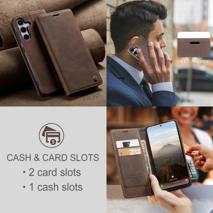 For Samsung Galaxy S25 5G CaseMe 013 Multifunctional Horizontal Flip Leather Phone Case(Coffee) - Galaxy S25 5G Cases by CaseMe | Online Shopping South Africa | PMC Jewellery | Buy Now Pay Later Mobicred