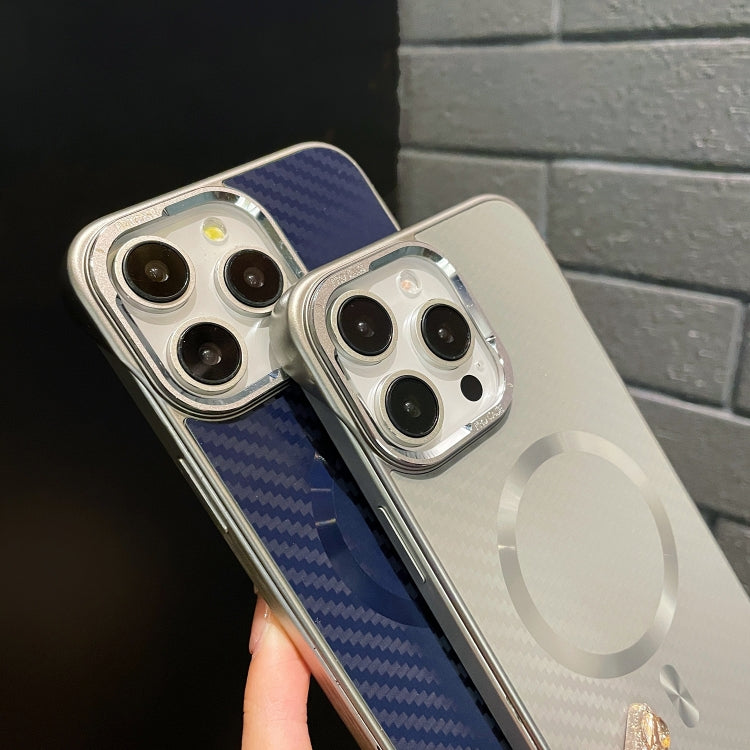 For iPhone 15 Plus AG Carbon Fiber Frameless MagSafe Phone Case(Blue) - iPhone 15 Plus Cases by PMc TechLife | Online Shopping South Africa | PMc TechLife | Buy Now Pay Later Mobicred