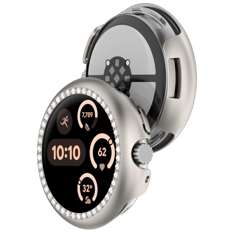 For Google Pixel Watch Diamond Electroplated PC Half Coverage Watch Protective Case(Starlight) - Watch Cases by PMC TechLife | Online Shopping South Africa | PMC TechLife | Buy Now Pay Later Mobicred