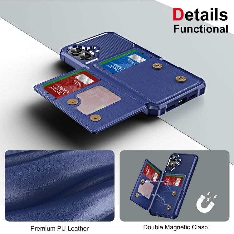 For iPhone 16 Plus ENKAY Hat-Prince Card Slot Wallet TPU Back Leather Phone Case with Lens Film(Dark Blue) - iPhone 16 Plus Cases by ENKAY | Online Shopping South Africa | PMC Jewellery | Buy Now Pay Later Mobicred