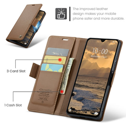 For Redmi 14C CaseMe 023 Butterfly Buckle Litchi Texture RFID Anti-theft Leather Phone Case(Brown) - 14C Cases by CaseMe | Online Shopping South Africa | PMC Jewellery | Buy Now Pay Later Mobicred