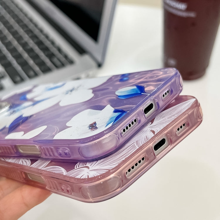 For iPhone 16e Electroplating Flowers Plants Texture TPU Phone Case(Gardenia FL15) - iPhone 16e Cases by PMC TechLife | Online Shopping South Africa | PMC TechLife | Buy Now Pay Later Mobicred