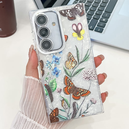 For Samsung Galaxy S25 5G Electroplating Flowers Plants Texture TPU Phone Case(Butterfly Love Flower FL17) - Galaxy S25 5G Cases by PMC Jewellery | Online Shopping South Africa | PMC Jewellery | Buy Now Pay Later Mobicred