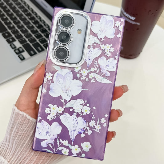 For Samsung Galaxy S25+ 5G Electroplating Flowers Plants Texture TPU Phone Case(Pale Purple Flower FL11) - Galaxy S25+ 5G Cases by PMC Jewellery | Online Shopping South Africa | PMC Jewellery | Buy Now Pay Later Mobicred