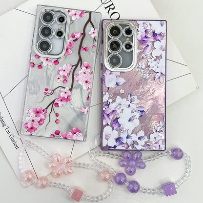 For Samsung Galaxy S25+ 5G Electroplating Flowers Plants Texture Wristband TPU Phone Case(Butterfly Love Flower FL17) - Galaxy S25+ 5G Cases by PMC Jewellery | Online Shopping South Africa | PMC Jewellery | Buy Now Pay Later Mobicred