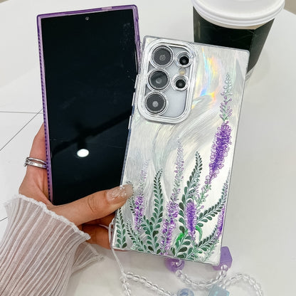 For Samsung Galaxy S25 Ultra 5G Electroplating Flowers Plants Texture Wristband TPU Phone Case(Pale Purple FlowerFL11) - Galaxy S25 Ultra 5G Cases by PMC Jewellery | Online Shopping South Africa | PMC Jewellery | Buy Now Pay Later Mobicred