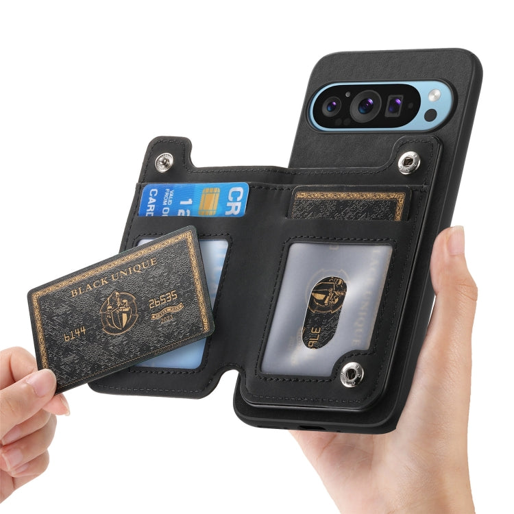 For Google Pixel 7 Retro MagSafe Zipper Wallet Card Bag Back Phone Case(Black) - Google Cases by PMC TechLife | Online Shopping South Africa | PMC TechLife | Buy Now Pay Later Mobicred