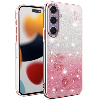 For Samsung Galaxy S25+ 5G Gradient Glitter Flower All-inclusive Phone Case(Pink) - Galaxy S25+ 5G Cases by PMC Jewellery | Online Shopping South Africa | PMC Jewellery | Buy Now Pay Later Mobicred