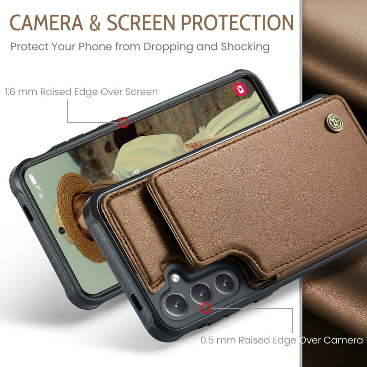 For Samsung Galaxy S25 5G CaseMe C22 Card Slots Holder RFID Anti-theft Phone Case(Brown) - Galaxy S25 5G Cases by CaseMe | Online Shopping South Africa | PMC Jewellery | Buy Now Pay Later Mobicred