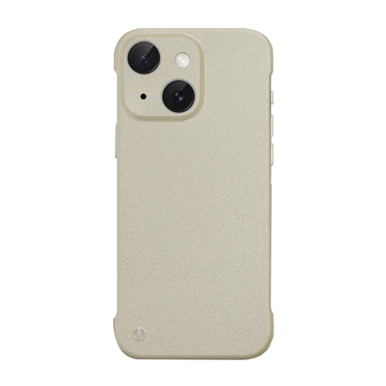 For iPhone 14 Frameless Litchi Texture PC Phone Case(Light Yellow) - iPhone 14 Cases by PMc TechLife | Online Shopping South Africa | PMc TechLife | Buy Now Pay Later Mobicred