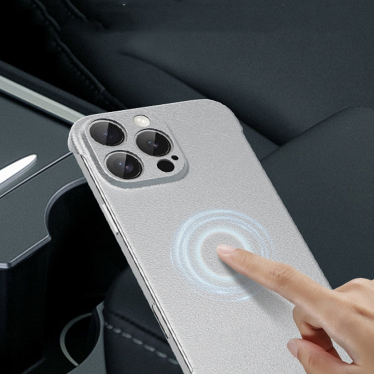 For iPhone 12 Pro Max Frameless Litchi Texture PC Phone Case(Titanium Silver) - iPhone 12 Pro Max Cases by PMc TechLife | Online Shopping South Africa | PMc TechLife | Buy Now Pay Later Mobicred