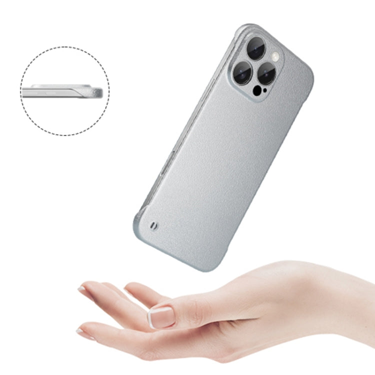 For iPhone 14 Pro Frameless Litchi Texture PC Phone Case(Titanium Silver) - iPhone 14 Pro Cases by PMc TechLife | Online Shopping South Africa | PMc TechLife | Buy Now Pay Later Mobicred