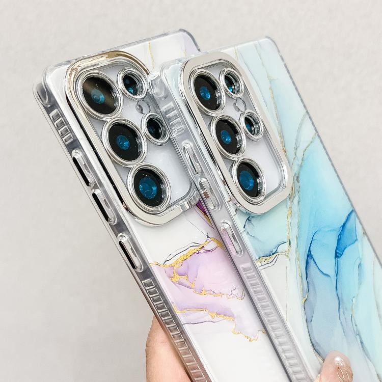 For Samsung Galaxy S25 5G Electroplated Marble Texture Phone Case(Blue M11) - Galaxy S25 5G Cases by PMC Jewellery | Online Shopping South Africa | PMC Jewellery | Buy Now Pay Later Mobicred