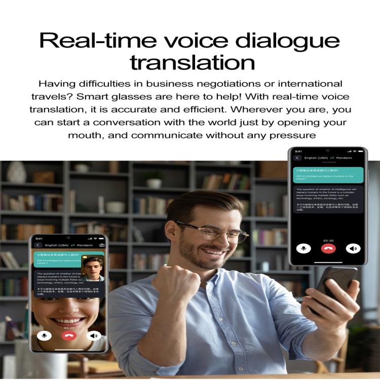 W100B Smart Glasses, Support AI Conversation / AI Intelligent Translation / Bluetooth Call(White) - free shipping - PMC TechLife - Order now!