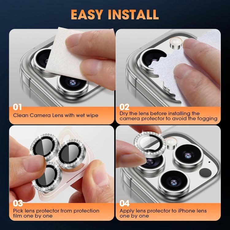 For iPhone 16e Kalebol Individual Camera Lens Diamond Ring Protector(Black) - free shipping - PMc TechLife - Order now!