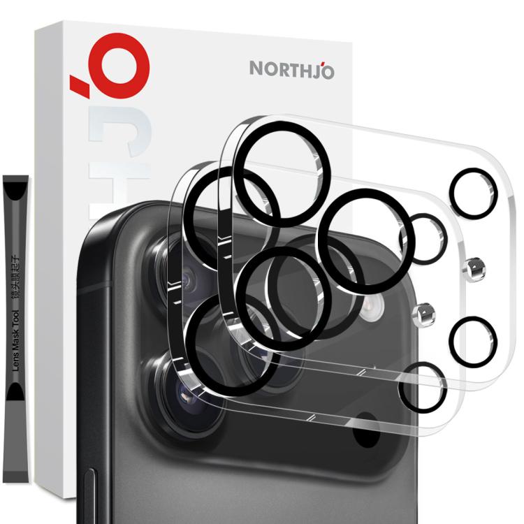 For iPhone 17 Pro 2pcs NORTHJO Camera Lens Protector 3D Night Shot Tempered Glass Film(Black) - iPhone 17 Pro Tempered Glass by NORTHJO | Online Shopping South Africa | PMC TechLife | Buy Now Pay Later Mobicred