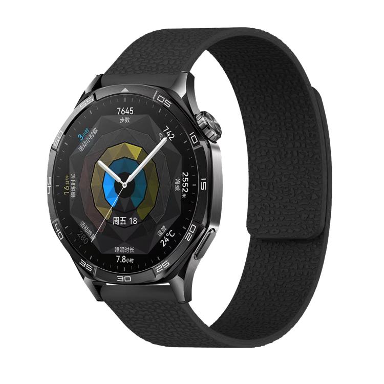 22mm Lychee Texture Soft Magnetic Silicone Watch Band(Black) - free shipping - PMC TechLife - Order now!