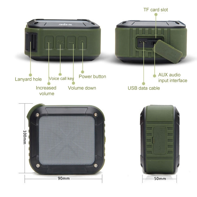 W-KING S7 Mini Wireless Waterproof Loudspeaker With TF/FM/AUX/NFC Bluetooth Bike Speaker(Army Green) - Waterproof Speaker by W-KING | Online Shopping South Africa | PMC Jewellery | Buy Now Pay Later Mobicred