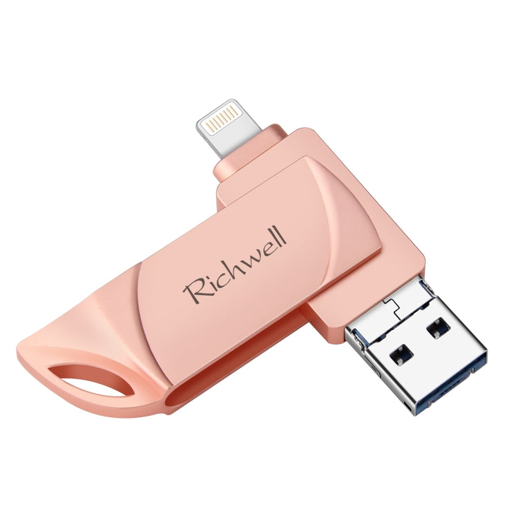 Richwell  DXZ64 USB Flash  Disk 64G 3 in 1  Micro USB + 8 Pin + USB 3.0 Compatible IPhone & IOS(Rose Gold) - U Disk & Card Reader by Richwell | Online Shopping South Africa | PMC Jewellery | Buy Now Pay Later Mobicred