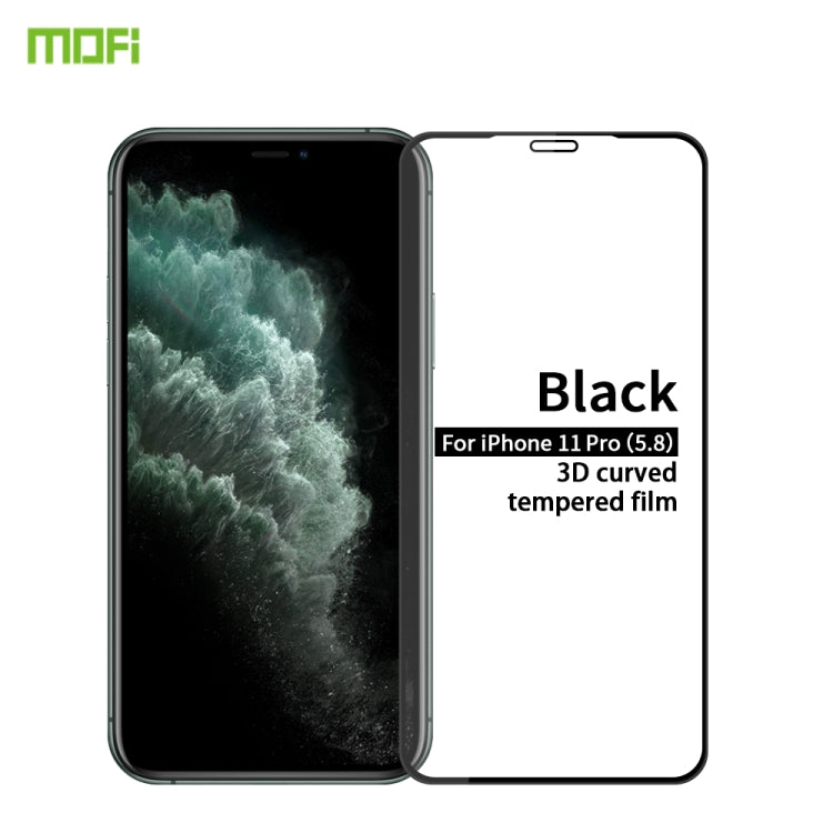 For iPhone 11 Pro MOFI 9H 3D Explosion-proof Curved Screen Tempered Glass Film(Black) - iPhone 11 Pro Tempered Glass by MOFI | Online Shopping South Africa | PMC TechLife | Buy Now Pay Later Mobicred