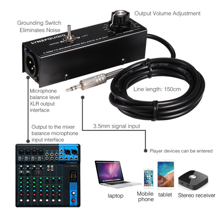 B012 Professional Stereo Signal Converted to Microphone Balanced Signal Output - free shipping - PMC Jewellery - Order now!
