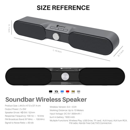 New Rixing NR4017 Portable 10W Stereo Surround Soundbar Bluetooth Speaker with Microphone(Blue) - Desktop Speaker by NewRixing | Online Shopping South Africa | PMC Jewellery | Buy Now Pay Later Mobicred