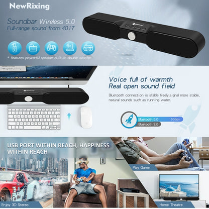 New Rixing NR4017 Portable 10W Stereo Surround Soundbar Bluetooth Speaker with Microphone(Music Melody) - Desktop Speaker by NewRixing | Online Shopping South Africa | PMC Jewellery | Buy Now Pay Later Mobicred