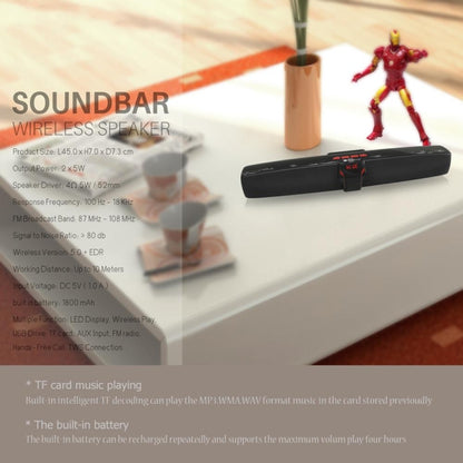 New Rixing NR7017 TWS Portable 10W Stereo Surround Soundbar Bluetooth Speaker with Microphone(Red) - Desktop Speaker by NewRixing | Online Shopping South Africa | PMC Jewellery | Buy Now Pay Later Mobicred