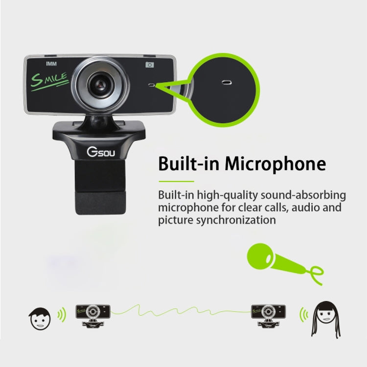 Gsou B18S HD Webcam Built-in Microphone Smart Web Camera USB Streaming Live Camera With Noise Cancellation - HD Camera by Gsou | Online Shopping South Africa | PMC Jewellery | Buy Now Pay Later Mobicred