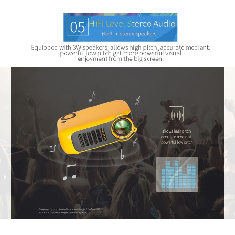 A2000 Portable Projector 800 Lumen LCD Home Theater Video Projector, Support 1080P, US Plug (Orange) - LED Projector by PMC Jewellery | Online Shopping South Africa | PMC Jewellery | Buy Now Pay Later Mobicred