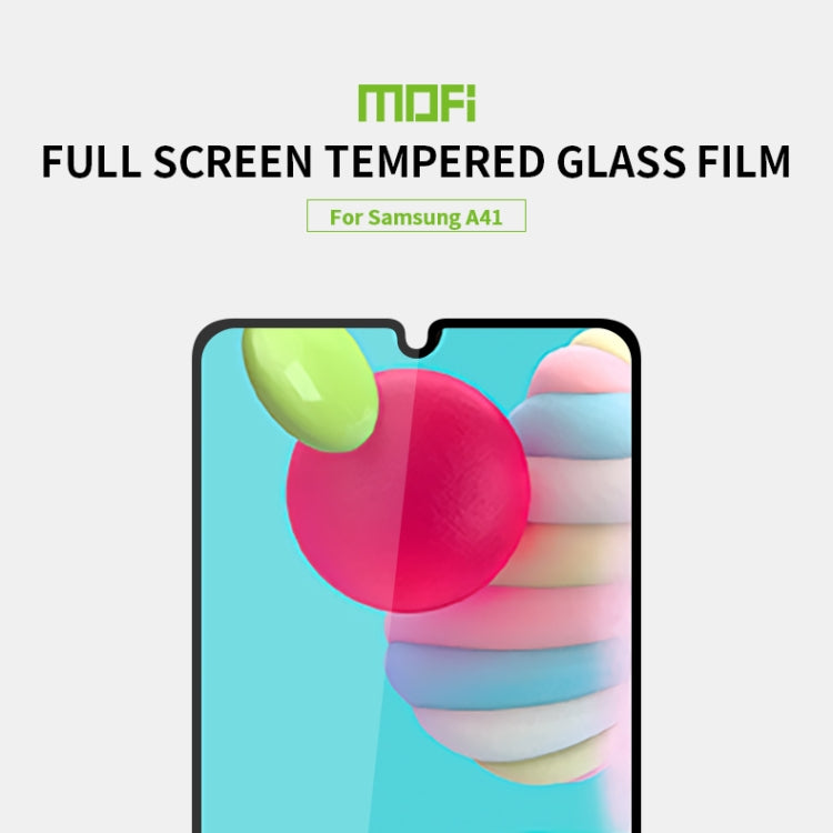 For Galaxy A41 MOFI 9H 2.5D Full Screen Tempered Glass Film(Black) - Galaxy Tempered Glass by MOFI | Online Shopping South Africa | PMC Jewellery