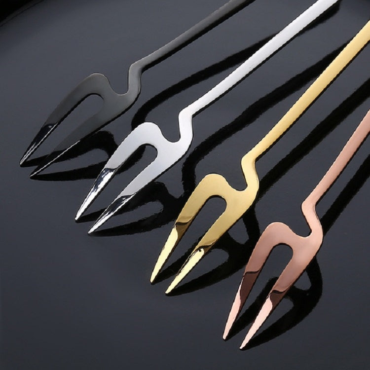Stainless Steel V-shaped Wall Hanging Design Simple Coffee Spoon Fork Creative Long Handle Stirring Tableware, Style:Fork, Color:Black - free shipping - PMC TechLife - Order now!