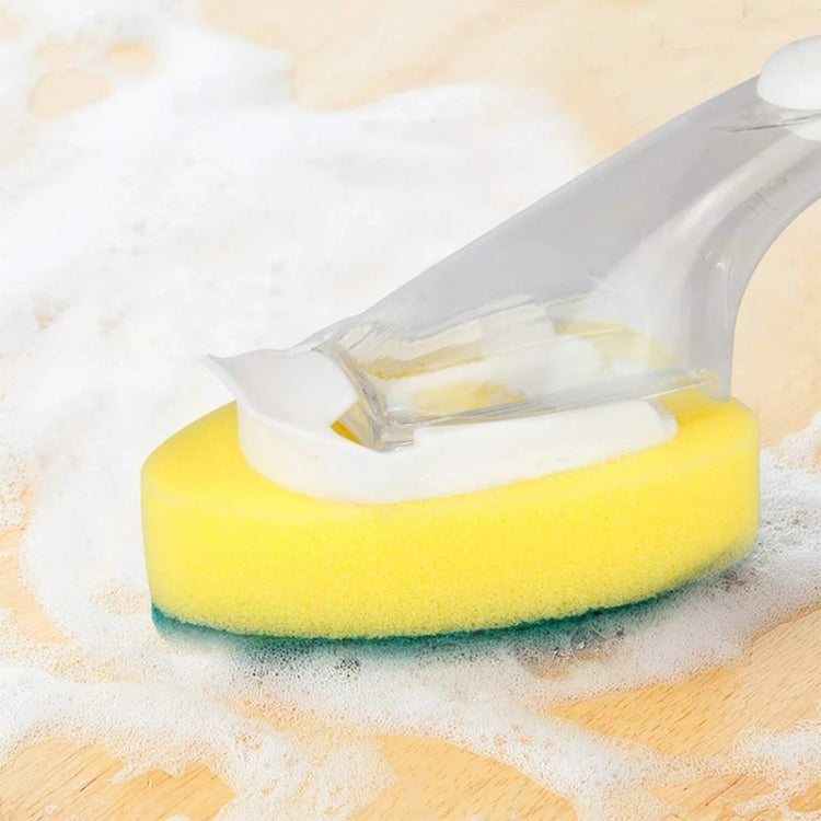 Kitchen Plastic Long Handle Cleaning Brush Automatic Adding Liquid Brush Removable Sponge Brush(With 2pcs Head) - Sponges, Cloths & Brushes by PMc TechLife | Online Shopping South Africa | PMc TechLife | Buy Now Pay Later Mobicred