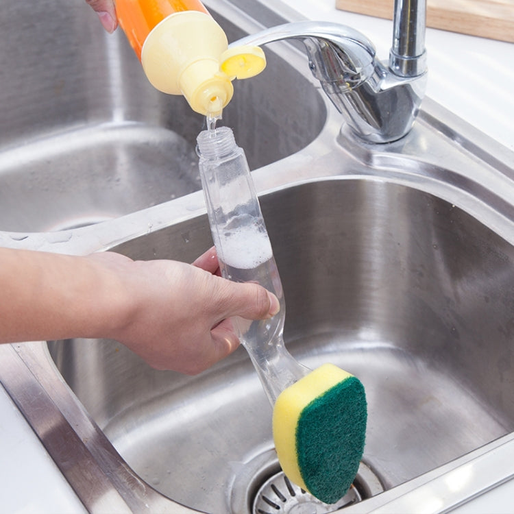 Kitchen Plastic Long Handle Cleaning Brush Automatic Adding Liquid Brush Removable Sponge Brush(With 2pcs Head) - Sponges, Cloths & Brushes by PMc TechLife | Online Shopping South Africa | PMc TechLife | Buy Now Pay Later Mobicred