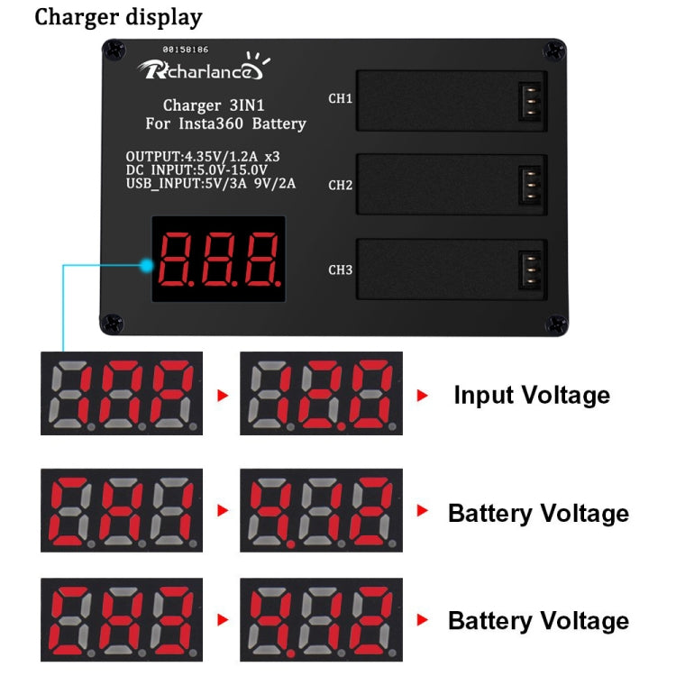 Micro USB Triple Battery Charger for Insta360 ONE X Panoramic Camera(Us Plug) - Others by PMC Jewellery | Online Shopping South Africa | PMC Jewellery | Buy Now Pay Later Mobicred