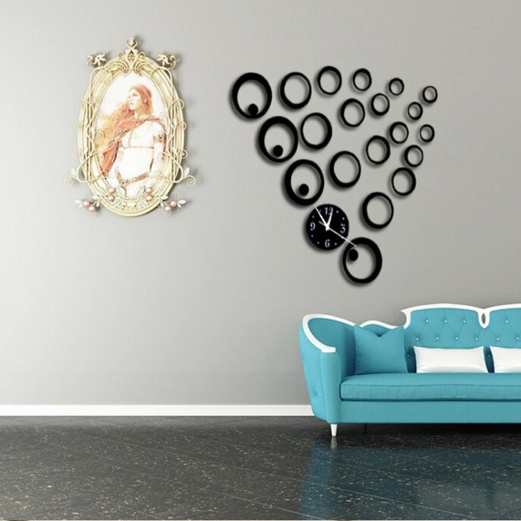 Wall Clock 3D Three-dimensional Acrylic Fashion Mirror Wall Stickers Clock DIY Circle Combination Decorative Clock(Black) - free shipping - PMc TechLife - Order now!