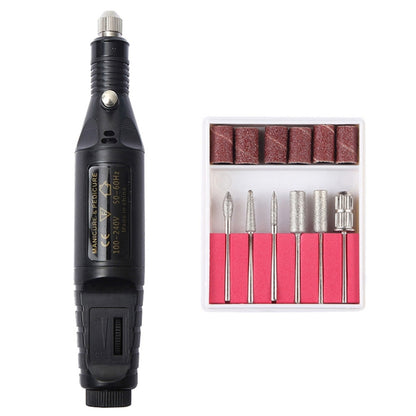 1 Set Power Professional Electric Manicure Machine Pen Pedicure Nail File Nail Tools 6 bits Drill Nail Drill Machine(EU Black) - Grinding Tools & Accessories by PMC Jewellery | Online Shopping South Africa | PMC Jewellery | Buy Now Pay Later Mobicred