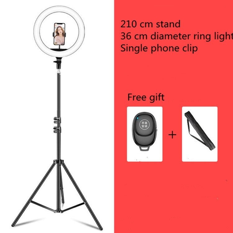 14 inch+Phone Clip Dimmable Color Temperature LED Ring Fill Light Live Broadcast Set With 2.1m Tripod Mount, CN Plug - Ring Light by PMC Jewellery | Online Shopping South Africa | PMC Jewellery | Buy Now Pay Later Mobicred