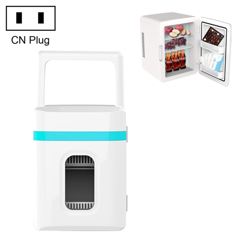 10L Mini Refrigerator Car Home Dual-use Small Dormitory Refrigerator, CN Plug(White Blue) - Refrigerators & Accessories by PMC Jewellery | Online Shopping South Africa | PMC Jewellery | Buy Now Pay Later Mobicred