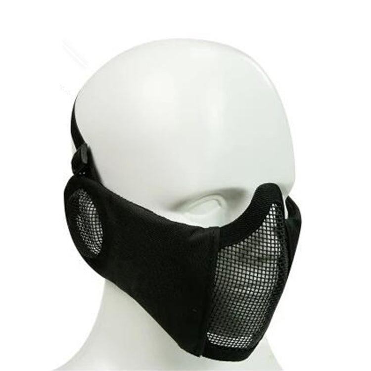 WoSporT Half Face Metal Net Field  Ear Protection Outdoor Cycling Steel Mask(Black) - Protective Helmet & Masks by PMC Jewellery | Online Shopping South Africa | PMC Jewellery | Buy Now Pay Later Mobicred