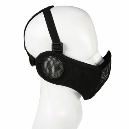 WoSporT Half Face Metal Net Field  Ear Protection Outdoor Cycling Steel Mask(Black) - Protective Helmet & Masks by PMC Jewellery | Online Shopping South Africa | PMC Jewellery | Buy Now Pay Later Mobicred