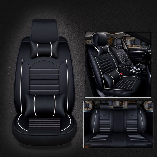 Universal PU Leather Car Seat Cover Black White Deluxe - Seat Accessories by PMC Jewellery | Online Shopping South Africa | PMC Jewellery | Buy Now Pay Later Mobicred