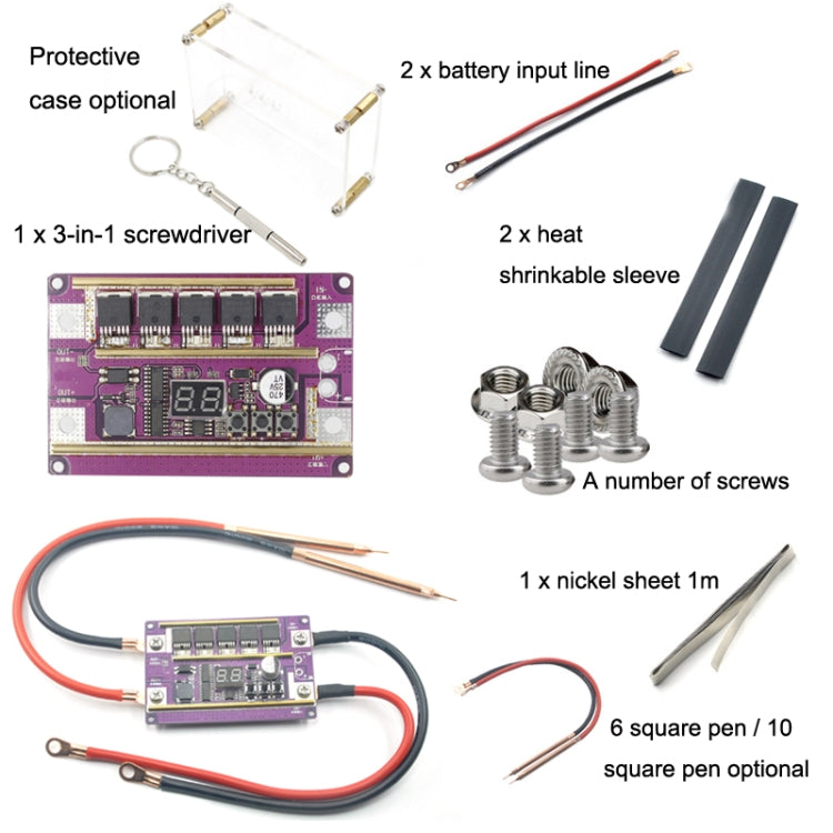Lead-Acid Battery Version 12V Digital Display DIY Battery Spot Welding Machine Pen Control, Style:10 Square Pen With Case - Others by PMC TechLife | Online Shopping South Africa | PMC TechLife | Buy Now Pay Later Mobicred
