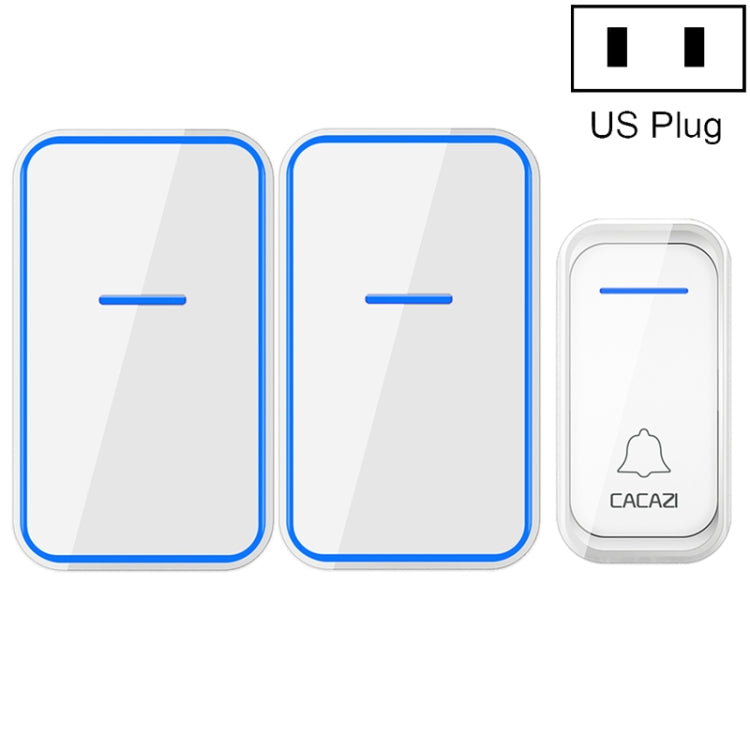 CACAZI A68-2 One to Two Wireless Remote Control Electronic Doorbell Home Smart Digital Wireless Doorbell, Style:US Plug(White) - Wireless Doorbell by CACAZI | Online Shopping South Africa | PMC Jewellery