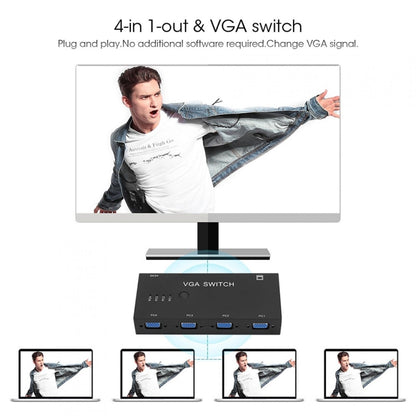 VGA Switcher with Four Inputs and One Output Computer VGA Video Converter - VGA Converter by PMC Jewellery | Online Shopping South Africa | PMC Jewellery | Buy Now Pay Later Mobicred