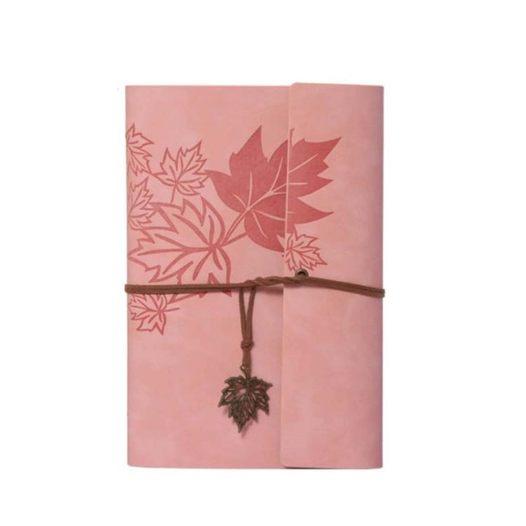 A5 PU Maple Retro Straps Handbook Loose-leaf Notebook(Pink) - Notebooks by PMc TechLife | Online Shopping South Africa | PMc TechLife | Buy Now Pay Later Mobicred